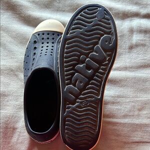 Native Blue Perforated Slip-Ons with White Toe